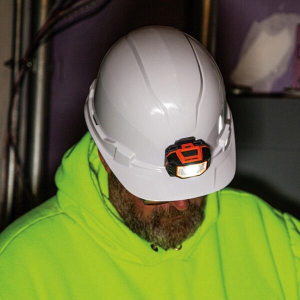 Klein 60107 Cap-Style Non-Vented Hard Hat with Headlamp - White
