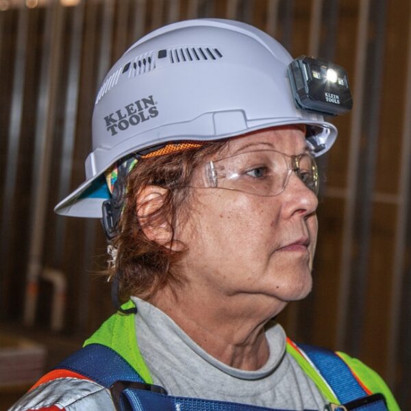 Klein 60113RL Cap-Style Vented Hard Hat with Headlamp - White