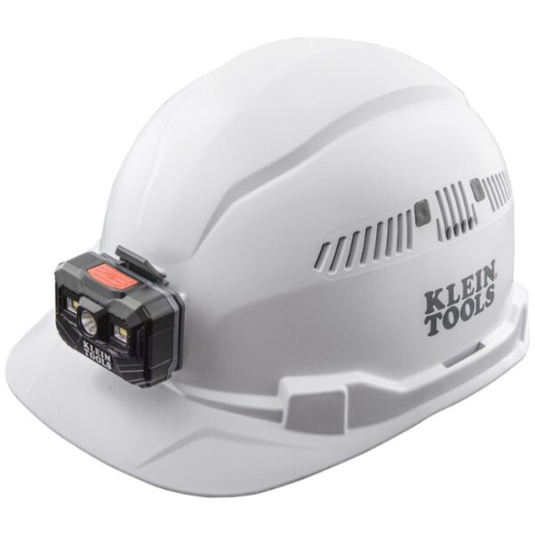 Klein 60113RL Cap-Style Vented Hard Hat with Headlamp - White