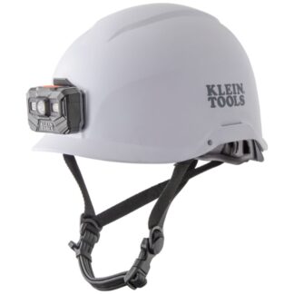 Klein 60146 Non-Vented Class-E Hard Hat with Rechargeable Headlamp - White