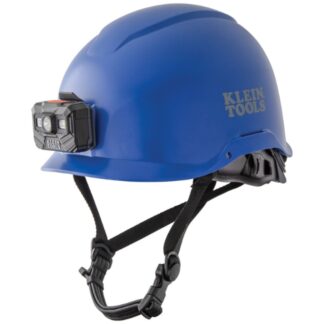 Klein 60148 Non-Vented Class-E Hard Hat with Rechargeable Headlamp - Blue