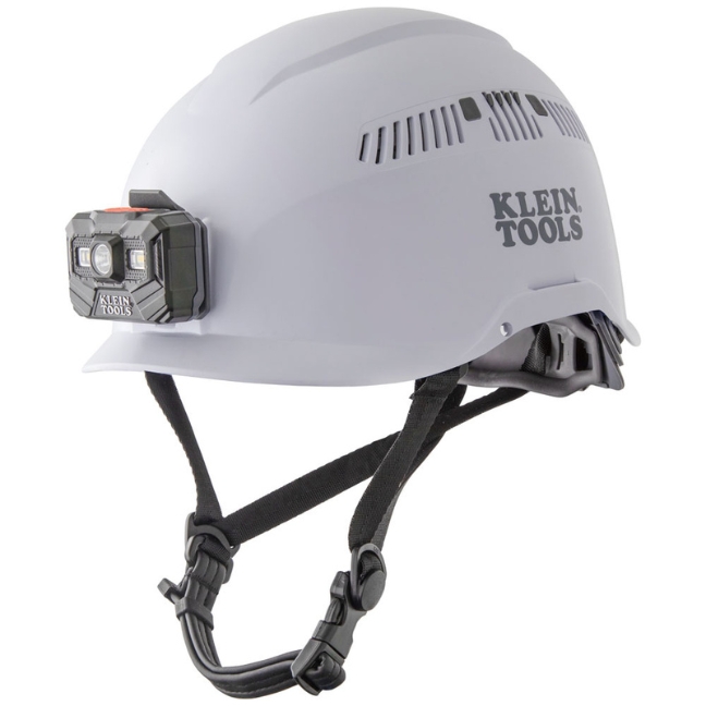 Klein 60150 Vented Class-C Hard Hat with Rechargeable Headlamp - White