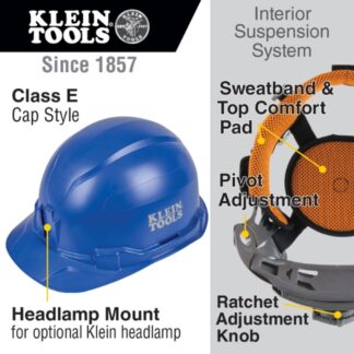 Klein 60248 Non-Vented Class-E Cap-Style Hard Hat - Blue (1)
