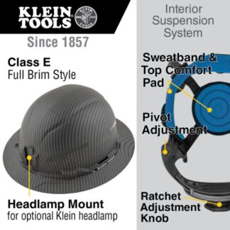 Klein 60345 KARBN Non-Vented Class-E Full Brim-Style Premium Hard Hat (1)