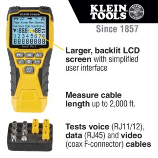 Klein VDV501-851 Cable Tester Kit with SCOUT Pro 3 Tester, Remotes, Adapter, Battery (1)