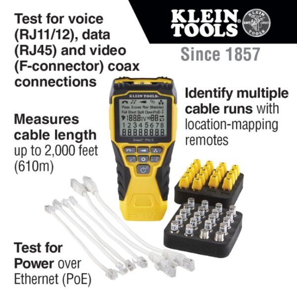 Klein VDV501-852 SCOUT Pro 3 Tester with Locator Remote Kit