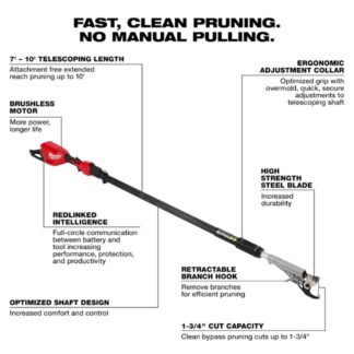 Milwaukee 3008-20 M18 Brushless Telescoping Pole Pruning Shears - Tool Only