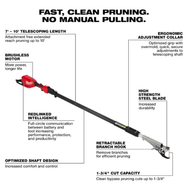 Milwaukee 3008-20 M18 Brushless Telescoping Pole Pruning Shears - Tool Only