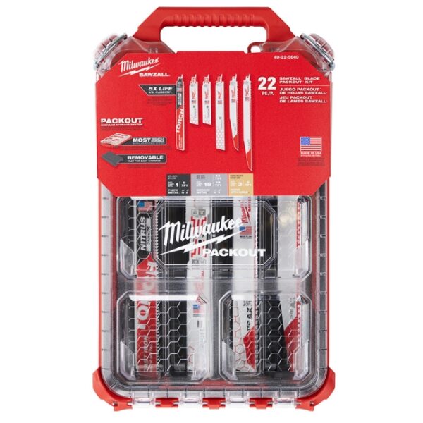 Milwaukee 49-22-5640 PACKOUT SAWZALL Blade Kit 22-Piece (3) Milwaukee 49-22-5640 PACKOUT SAWZALL Blade Kit 22-Piece