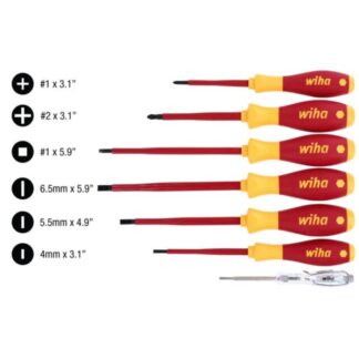 Wiha 32087 Insulated SOFTFINISH Screwdriver & Voltage Detector Set - 7 Piece