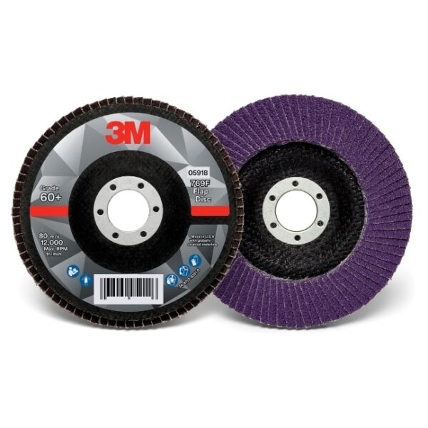 3M 7100178125 769F Type 27 5" x 7/8" 60+ Grit Precision Shaped Ceramic Abrasive Flap Disc