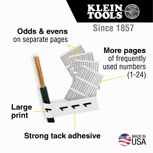Klein 56250 Wire Marker Book with Numbers 1 to 48 BC Fasteners & Tools