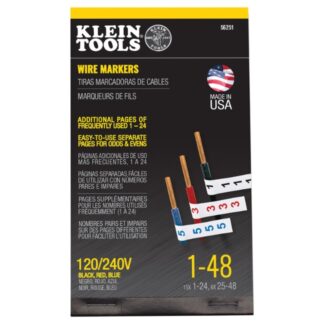 Klein 56251 Wire Marker Book, 120/240V 3-Phase 1-48