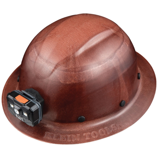 Klein 60447 KONSTRUCT Class-G Type 1 Full Brim-Style Hard Hat with Rechargeable Headlamp