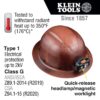 Klein 60447 KONSTRUCT Class-G Type 1 Full Brim-Style Hard Hat with Rechargeable Headlamp