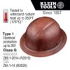 Klein 60452 KONSTRUCT Class-G Type 1 Full Brim-Style Hard Hat (1) Klein 60452 KONSTRUCT Class-G Type 1 Full Brim-Style Hard Hat