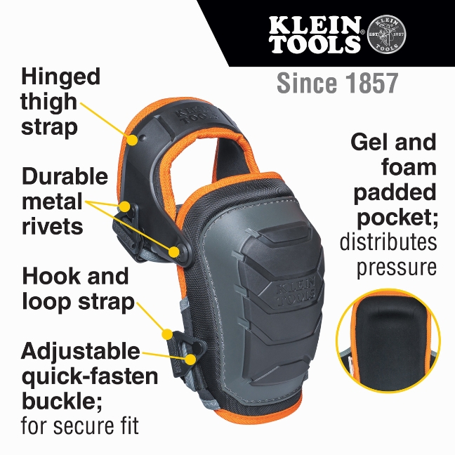 Klein 60491 Heavy Duty Hinged Knee Pads - BC Fasteners & Tools