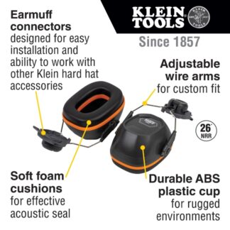 Klein 60532 Hard Hat Earmuffs for Cap Style and Safety Helmets (1)