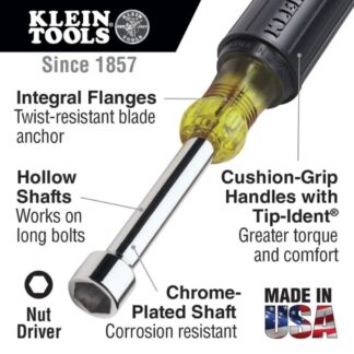 Klein 646-3/8 3/8" x 6" Shaft Insulated Nut Driver