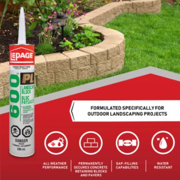 LePage 1654127 PL 600 Landscape Block & Stone Adhesive - 295ml