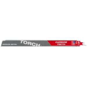 Milwaukee 48-00-5253 TORCH 12" x 10TPI SAWZALL Blade with Carbide Teeth for Medium Metal 1-Pack