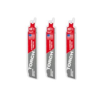 Milwaukee 48-00-5351 TORCH 6" x 10TPI SAWZALL Blade with Carbide Teeth for Medium Metal 3-Pack