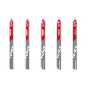 Milwaukee 48-00-5553 TORCH 12" x 10TPI SAWZALL Blade with Carbide Teeth for Medium Metal 5-Pack