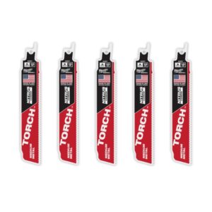 Milwaukee 48-00-6551 TORCH 6" x 10TPI SAWZALL Blade with NITRUS CARBIDE Teeth for Medium Metal 5-Pack