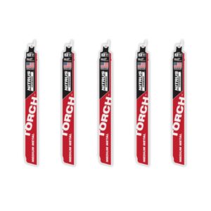 Milwaukee 48-00-6552 TORCH 9" x 10TPI SAWZALL Blade with NITRUS CARBIDE Teeth for Medium Metal 5-Pack