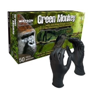 Watson 5558PF Green Monkey Biodegradable Nitrile Disposable Gloves - 8 mil - Black