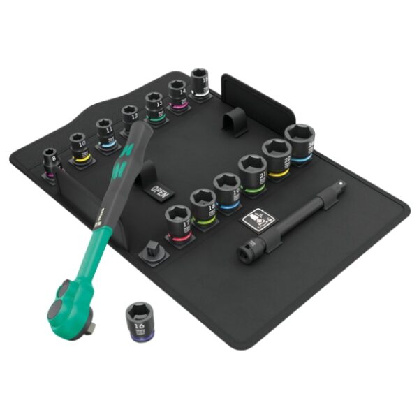 Wera 005530 8100 SB 12 ZYKLOP 38 Drive Comfort Ratchet with Reversing Lever and Metric Socket Set 16-Piece Wera 005530 8100 SB 12 ZYKLOP 3/8" Drive Comfort Ratchet with Reversing Lever and Metric Socket Set 16-Piece