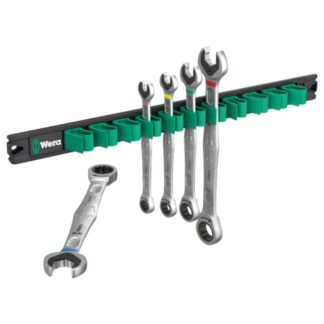 Wera 020015 6000 Joker 2 Metric Ring Ratchet Spanner Wrench Set with 9631 Magnetic Rail 5-Piece