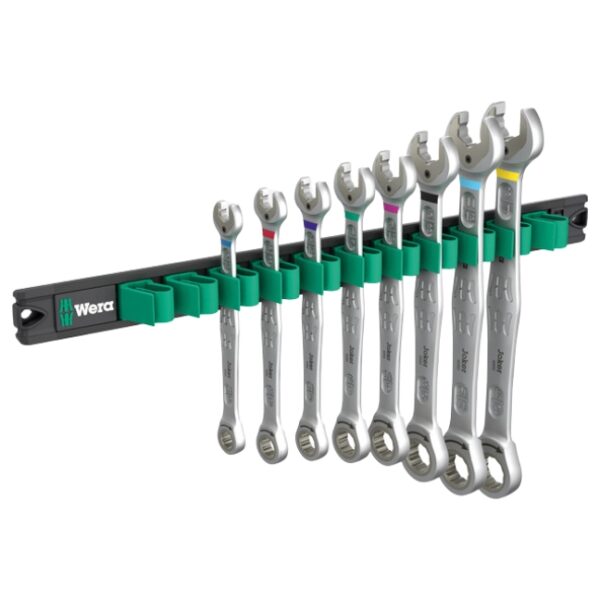 Wera 020016 6000 Joker 1 SAE Ring Ratchet Spanner Wrench Set with 9632 Magnetic Rail 8-Piece Wera 020016 6000 Joker 1 SAE Ring Ratchet Spanner Wrench Set with 9632 Magnetic Rail 8-Piece