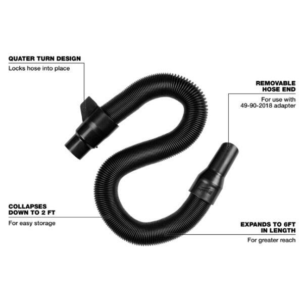 Milwaukee 49-90-2014 1-1/4” x 2ft to 6ft Expandable Hose for M18 Vacuums