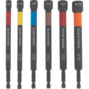 Klein 32930 Magnetic Colour-Coded Power Nut Setters Set 6-Piece