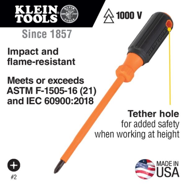 Klein 6834INS #2 Phillips Drive x 4 Shank Insulated Screwdriver Klein 6836INS PH2 Phillips Drive x 6" Shank Insulated Screwdriver