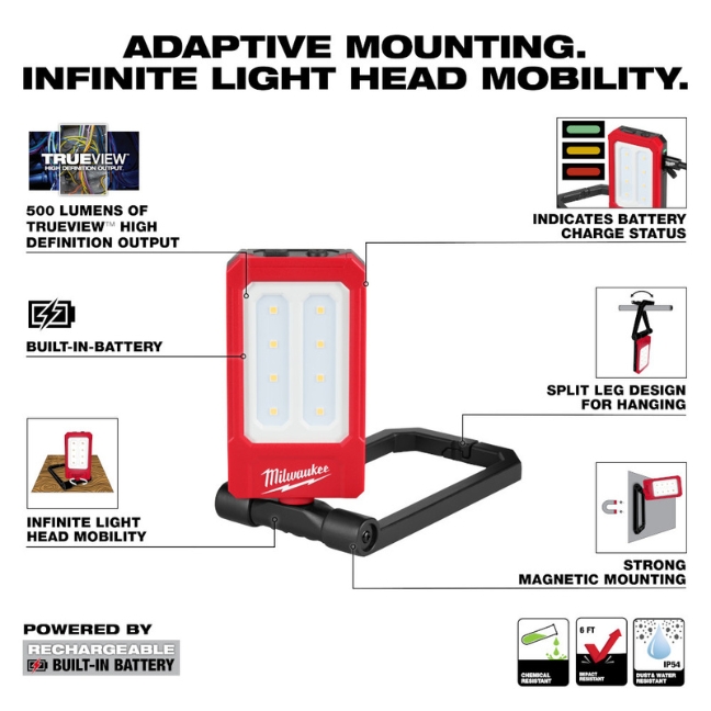 Milwaukee 2013R Rechargeable LowProfile Task Light BC Fasteners & Tools