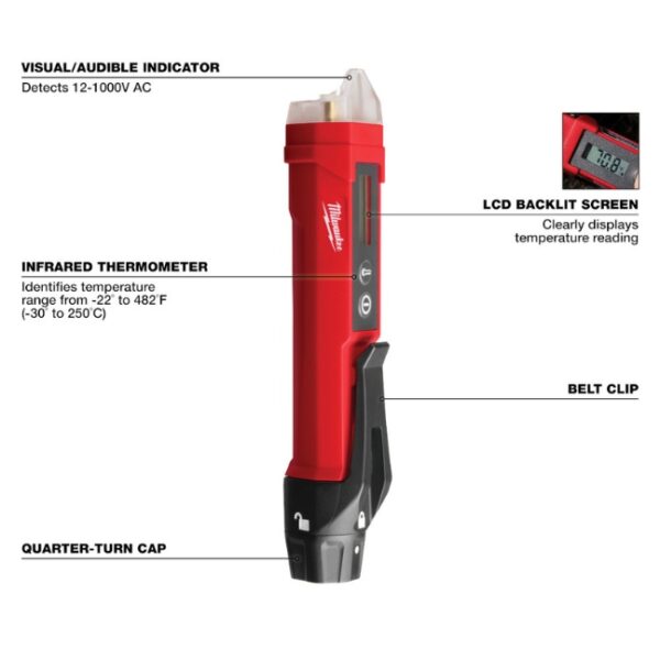 Milwaukee 2225-20 Non-Contact Voltage Detector with Laser Infrared Thermometer