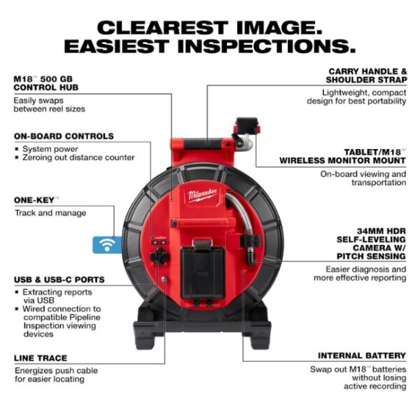 Milwaukee 3973-22 120ft Mid-Stiff Modular Pipeline Inspection Reel Kit