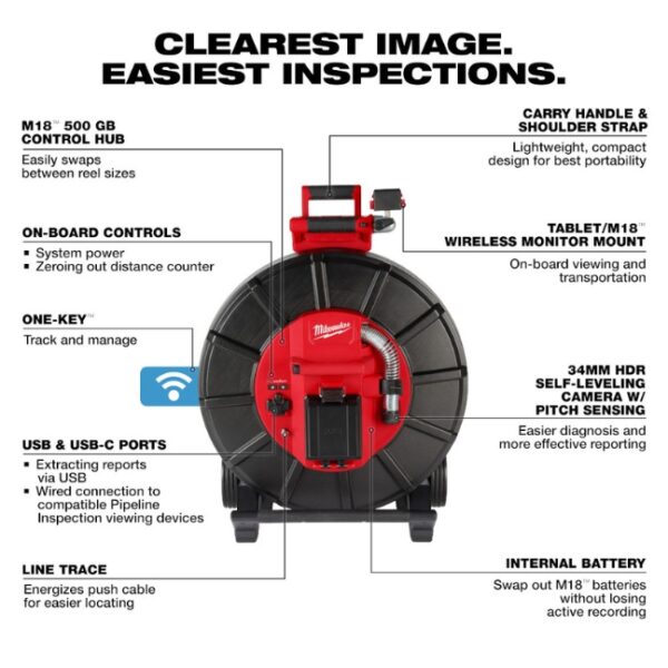 Milwaukee 3976-22 325ft Stiff Modular Pipeline Inspection Reel System