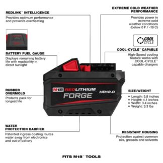 Milwaukee 48-11-1813 M18 FORGE RED LITHIUM 12AH Battery Pack