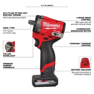 Milwaukee 2563-22 M12 FUEL 1/2" Drive Stubby Impact Wrench Kit