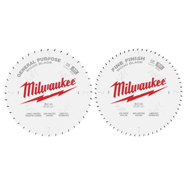 Milwaukee 48-40-1036 10 40T + 60T Circular Saw Blade 2-Pack Milwaukee 48-40-1036 10" 40T + 60T Circular Saw Blade 2-Pack
