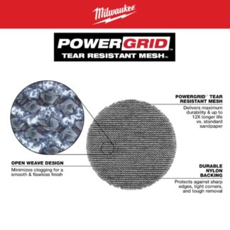 Milwaukee 48-80-6080 3” 80 Grit Mesh Sanding Discs with POWERGRID Tear Resistant Mesh 12-Pack (2)