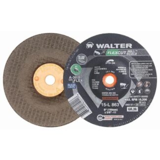 Walter 15L863 FLEXCUT Mill Scale Flexible Grinding Wheel 6" x 5/8-11" 36 Grit