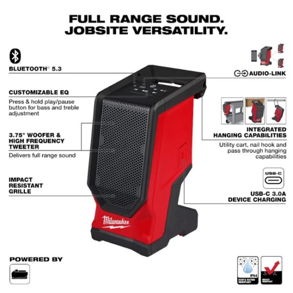 Milwaukee 2954-20 M18 Jobsite Speaker - Tool Only