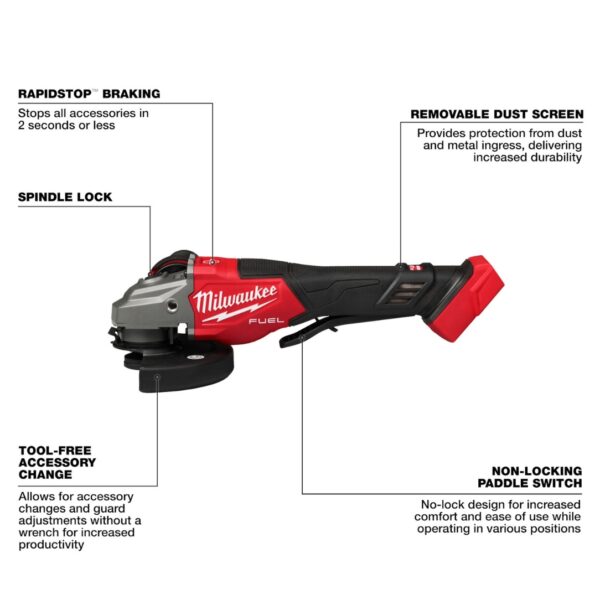 Milwaukee 3670-20 M18 FUEL 4-1/2"-6" Braking Grinder with Paddle Switch - Tool Only