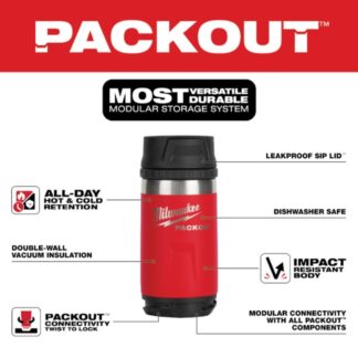 Milwaukee 48-22-8391R PACKOUT 12oz Insulated Bottle with Sip Lid - Red (1)