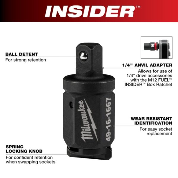 Milwaukee 49-16-1667 INSIDER Box Ratchet 14 Adapter (1) Milwaukee 49-16-1667 INSIDER Box Ratchet 1/4" Adapter