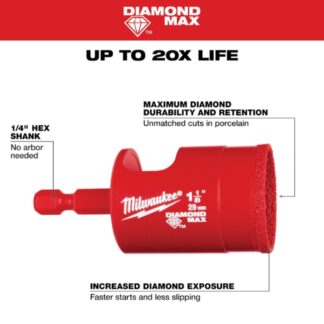 Milwaukee 49-56-0518 1-1/8" DIAMOND MAX Hole Saw Bit